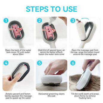 3 In-1 Cat Grooming Brush - Gentle Paws