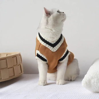 Soft Fleece Cat V-Neck Pullover - Gentle Paws