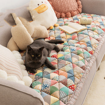Retro Cotton Protective Couch Cover - Gentle Paws