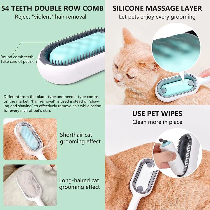 Gentle Paws™ 3 In-1 Cat Grooming Brush - Gentle Paws