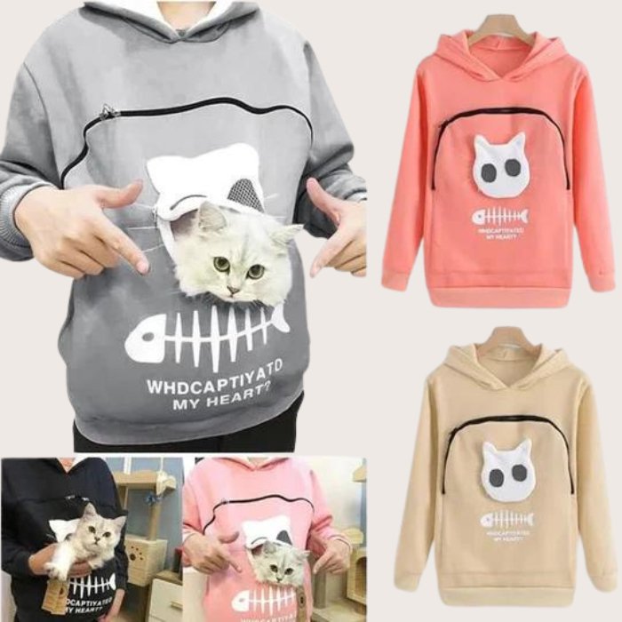 "Le Sweat Kangourou des Amoureux de Chats"